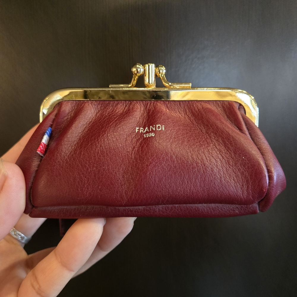Burgundy Leather Kiss-Lock Coin Purse